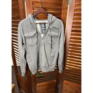 Division E Men's Gray Full Zip Hoodie Jacket Small Casual Comfort